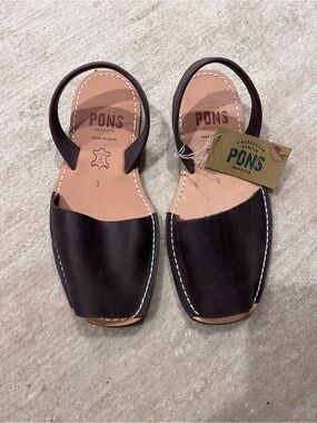 PONS Menorca Dark Chocolate Brown Leather Avarca Sandals with natural footbed